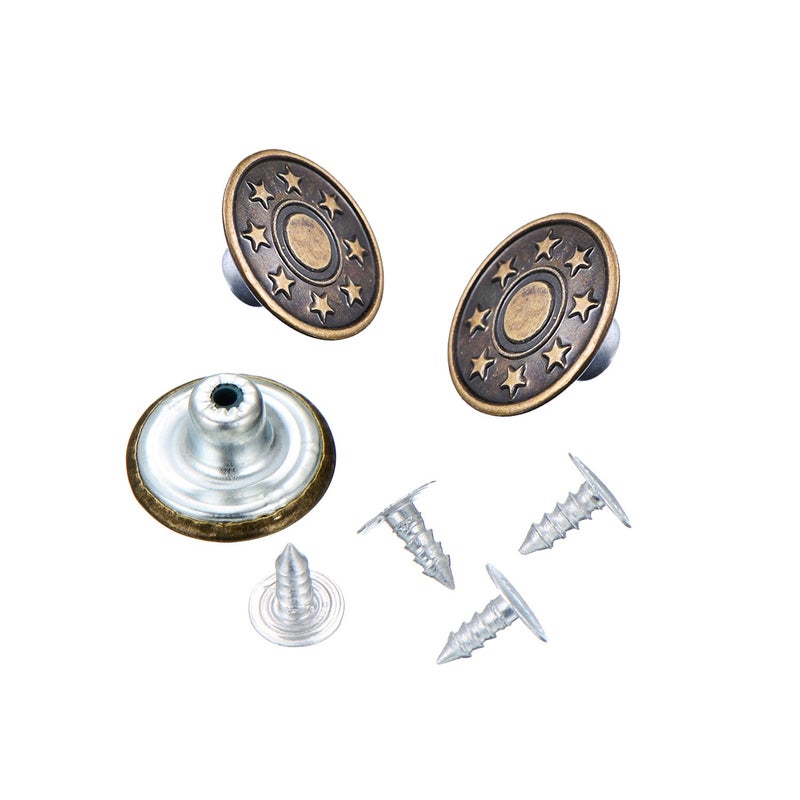 Hestya 40 Sets Jeans Buttons Metal Snap Buttons Replacement Kit with Rivets and Plastic Storage Box (Bronze) - Image 5